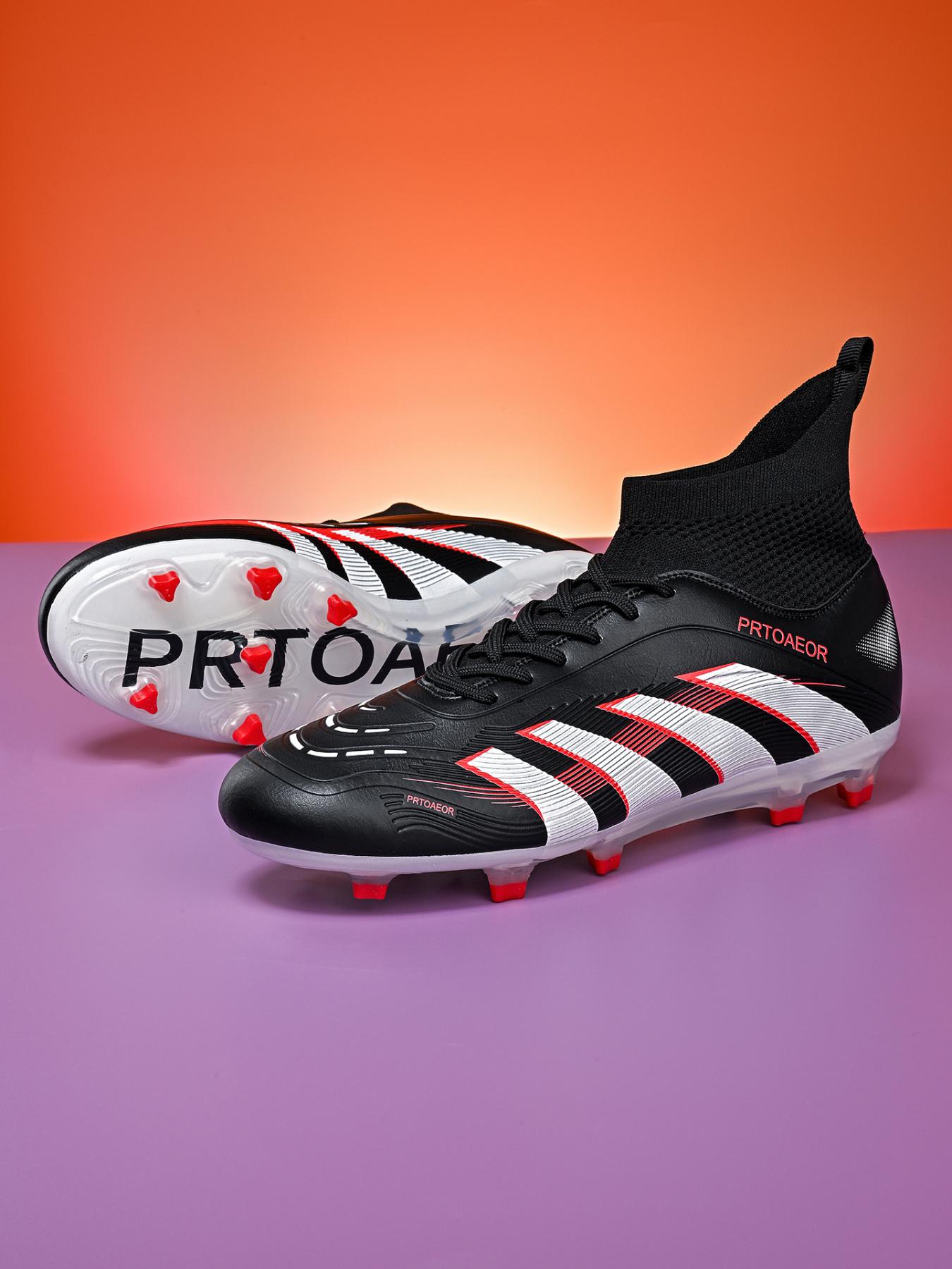 1 Pair High-Top Football Boots | Breathable Knit & Leather | Stable Anti-Twist | Transparent Studs for Superior Traction | Ideal for Competitive Play & Training | Viral