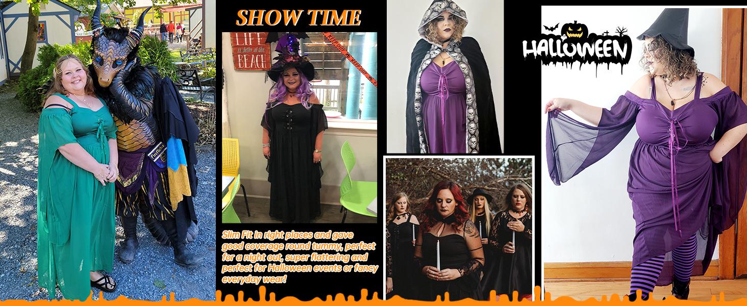 Women's Gothic Punk Dress Cold Shoulder Butterfly Sleeve Christmas Cosplay Party Dress