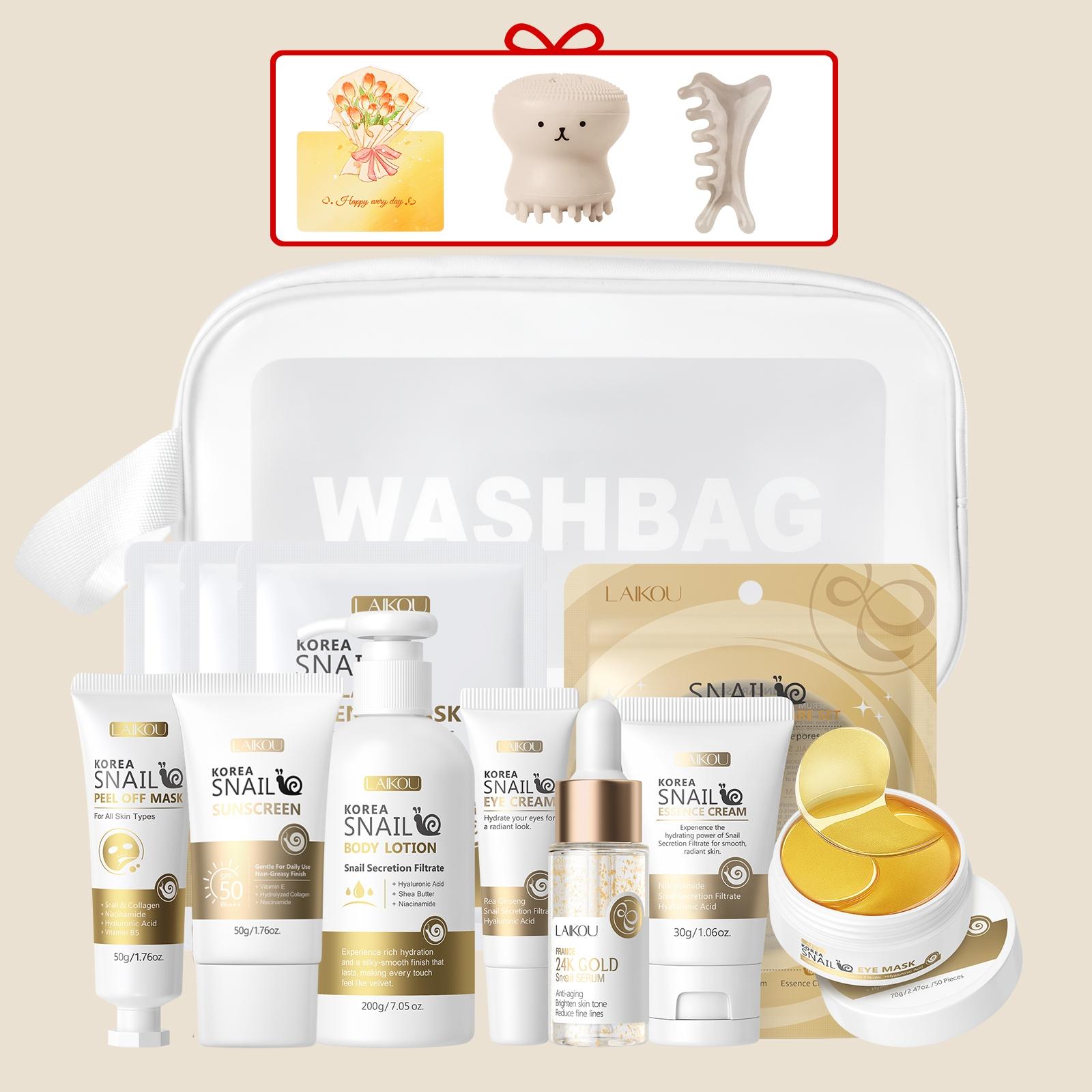 Snail Collagen Skin Care Kit, 1 Set Facial Cleanser, Toner, Serum, Eye Cream, Essence Cream and Mask, Moisturizing Hydrating Hydrate Skin Care Set for Women