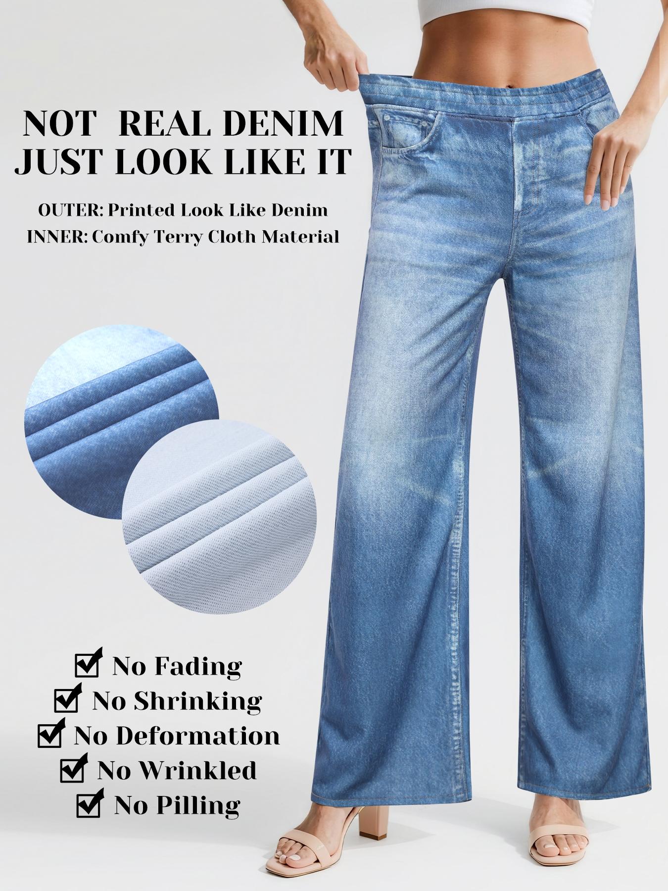 Women's High Waist Stretchy Wide Leg Jeans, Loose Fit Denim Jeans with Pockets, Casual All Season, Christmas style