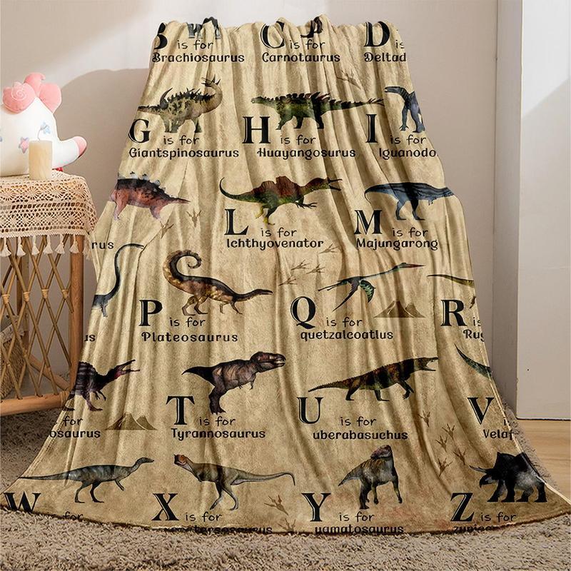 Fish or Dinosaur Pattern Flannel Blanket, 1 CountSoft Throw Blanket with Storage Bag, HalloweenDecor Bedroom Accessories, Travel Essentials,Napping Blanket for Sofa, Bed, Couch, Travel, FallDecor, Halloween Decorations 2024