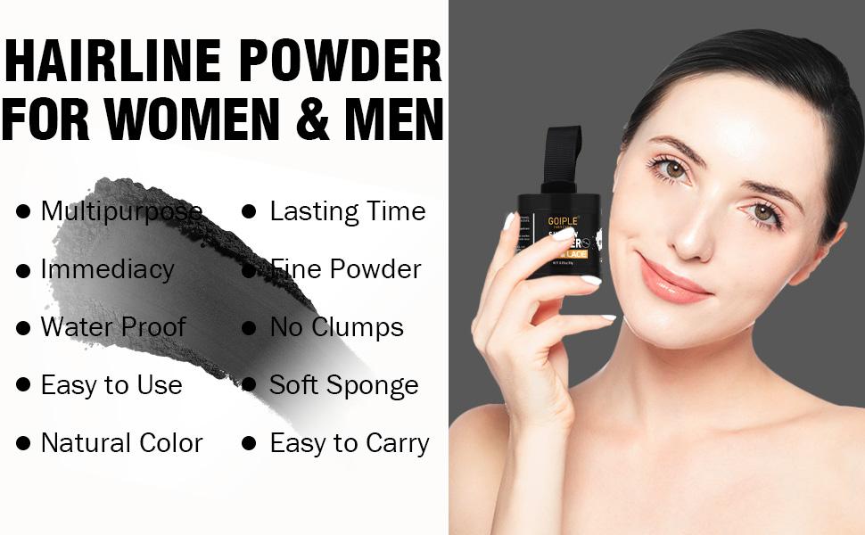 Hairline Powder for Bald Spots, Eyebrows, Beard Line, Light-Blonde Hair Fibers for Thinning Hair Shadow Powder Root Cover Up (Black) Haircare Cosmetic