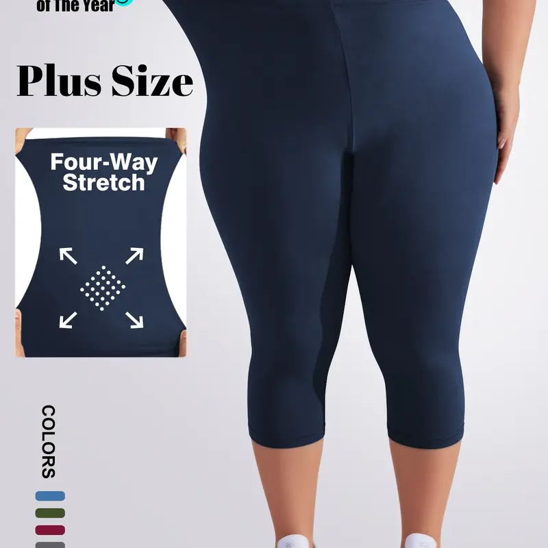 【Black Friday】Plus Size Women's Seven-Quarter Tight Pants, Elastic Design, Soft Fabric, Plain Style, Summer Wear