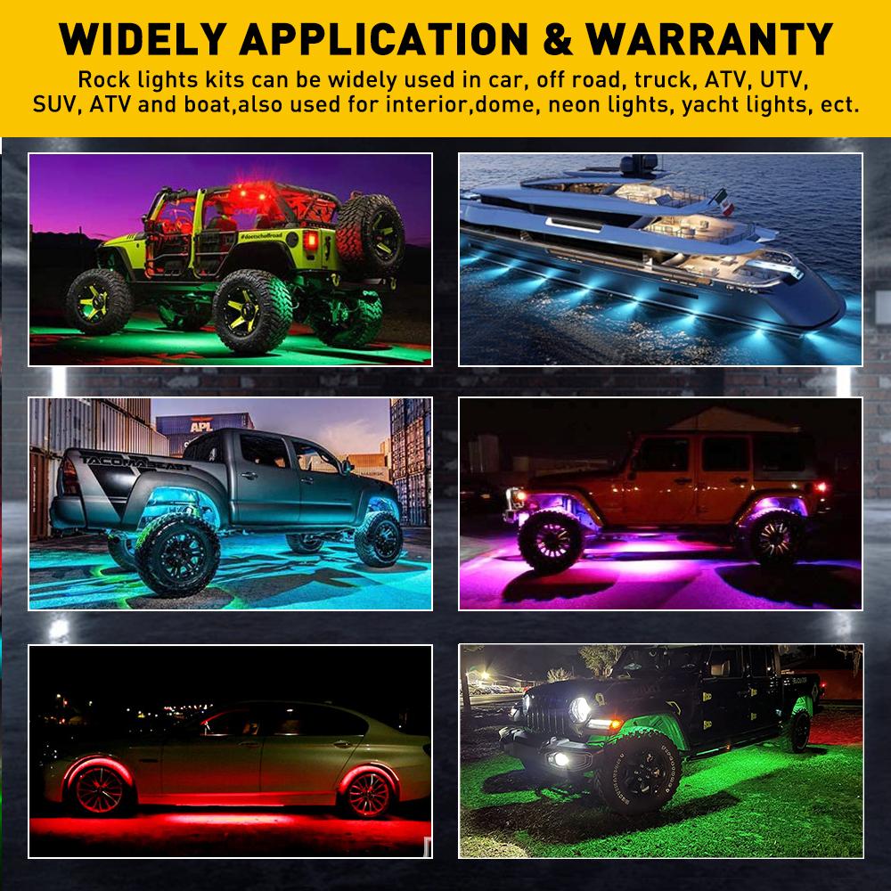 Multicolor RGB Rock Lights, 8/10/12/20 Pods Multicolor RGB LED Rock Lights Kit Offroad Truck Underbody Neon , Bluetooth APP/Remote Control, Flashing Music Mode Wheel Well Light, For Pickup Truck ATV UTV RZR SUV Multicolor RGB Rock Lights, 8/10/12/20 Pods Multicolor RGB LED Rock Lights Kit Offroad Truck Underbody Neon , Bluetooth APP/Remote Control, Flashing Music Mode Wheel Well Light, For Pickup Truck ATV UTV RZR SUV