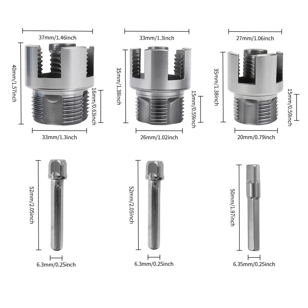 3-Piece Pipe Thread Tool Set, Strong Tools for Internal & External Threads, Compatible with Drills, Ideal for PVC & Plastic Pipes