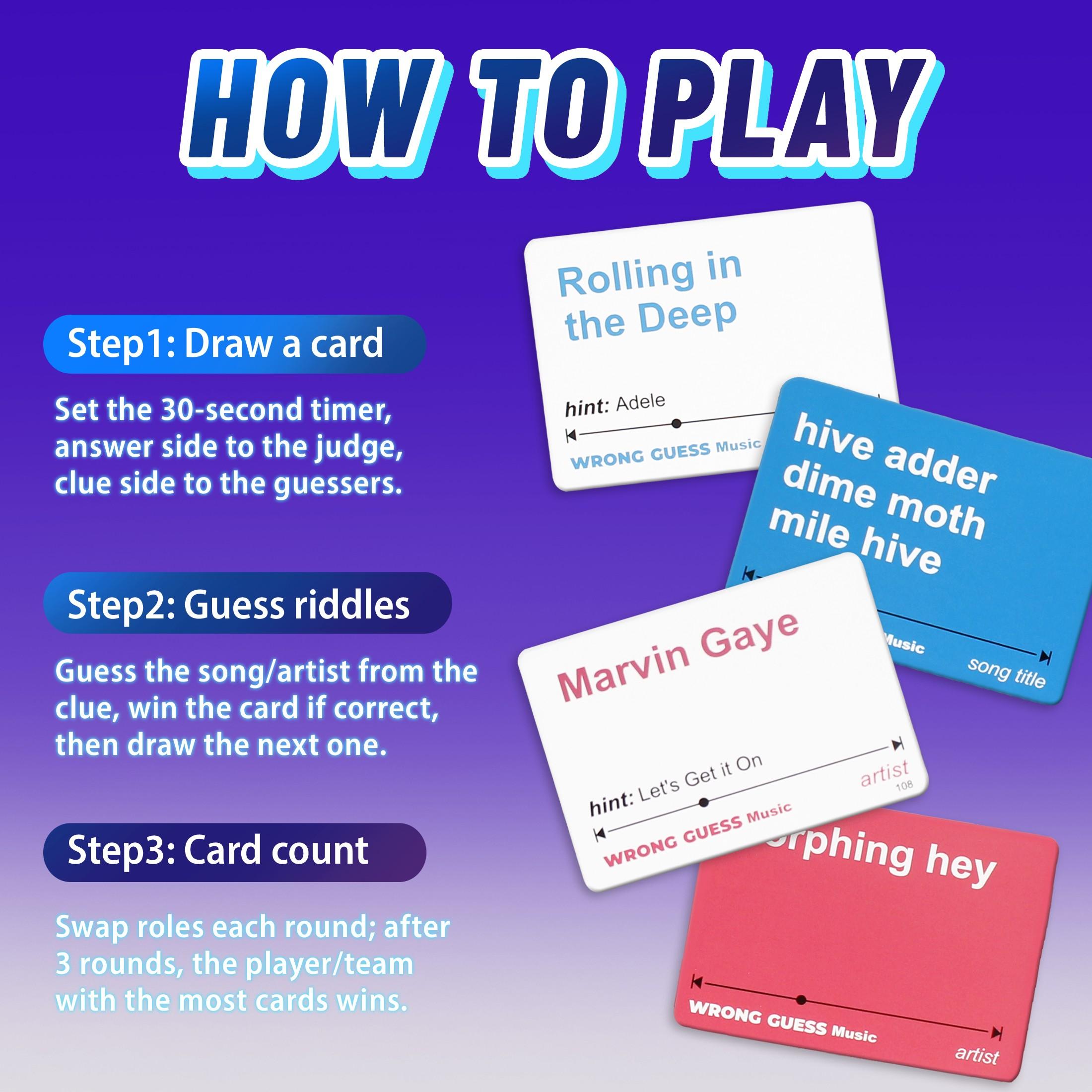 Guess Song Card Game Set, Timed Quiz Interactive Music Board Game, Best Party and Family Gift, Fun Musical Trivia Game