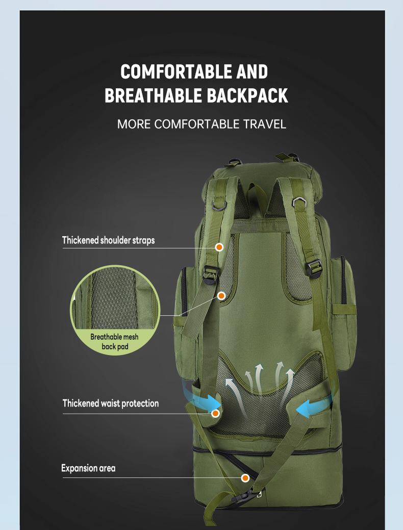 Emergency Escape Bag, 100L Big Forest Bugout Bags, 600D Oxford Fabric Camouflage Bag, Waterproof Breathable Travel Bag, Overnight Biggie Handbag, Rugged and Durable Men's Camouflage Backpack Hiking Camping Hunting, 72 Hour Emergency Escape Bag