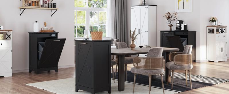 Vabches Trash Cabinet, Tilt Out Trash Cabinet w/Negative ion and deodorizing Function, Free Standing 10 Gallon Recycling Trash Can Cabinet for Kitchen Living Room Vabches Trash Cabinet, Tilt Out Trash Cabinet w/Negative ion and deodorizing Function, Free Standing 10 Gallon Recycling Trash Can Cabinet for Kitchen Living Room