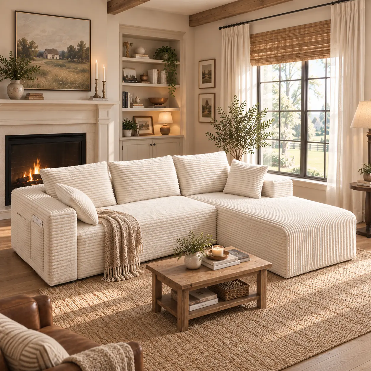 【1 Packages Shipping】105" Modular Boneless Sectional Couch Oversized Deep-Seat No Assembly Required Suitable for Living room/Bedroom/Apartment