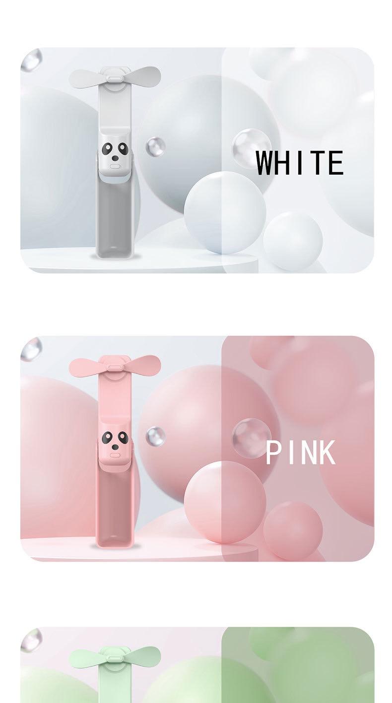 Foldable Handheld Portable Power Bank Mini Fan USB Rechargeable Desktop Fan with Wired Power Bank Portable Fan Mobile Power Bank Charger Pink Folding fan