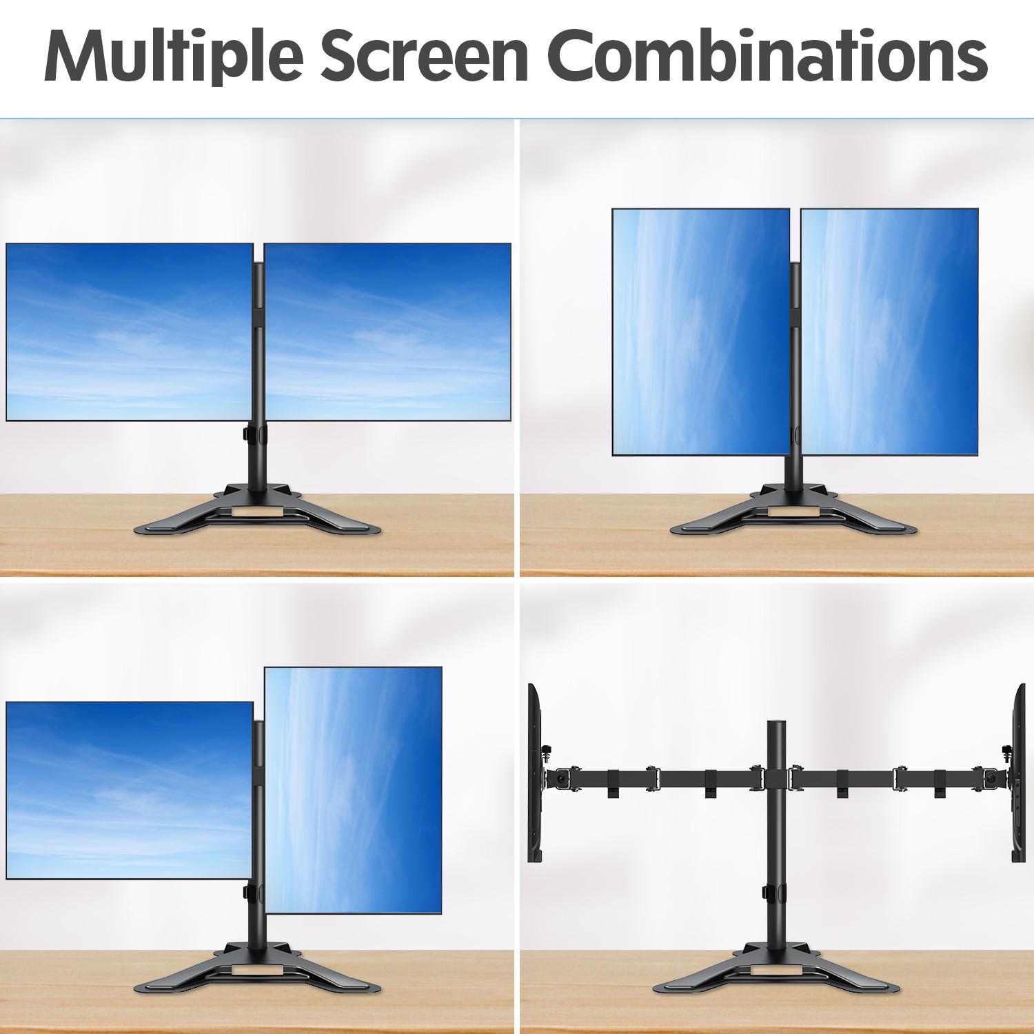 MOUNTUP 13"-27" Dual Monitor Stand - Freestanding & Height Adjustable Monitor Desk Mount MU1002