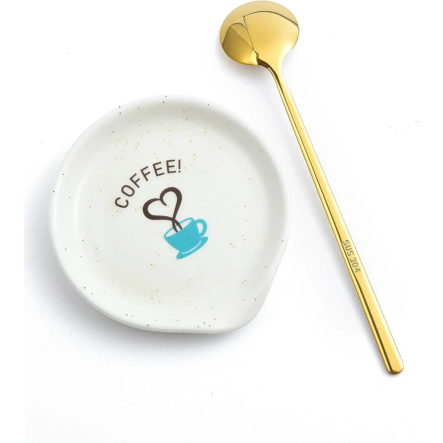 3.5 Inch Ceramic Coffee Spoon Rest with  Spoon | Dishwasher Safe, Keeps Counter Clean, Coffee Bar Accessory, Teaspoon Rest,  Style Decor, Coffee Station,  Idea