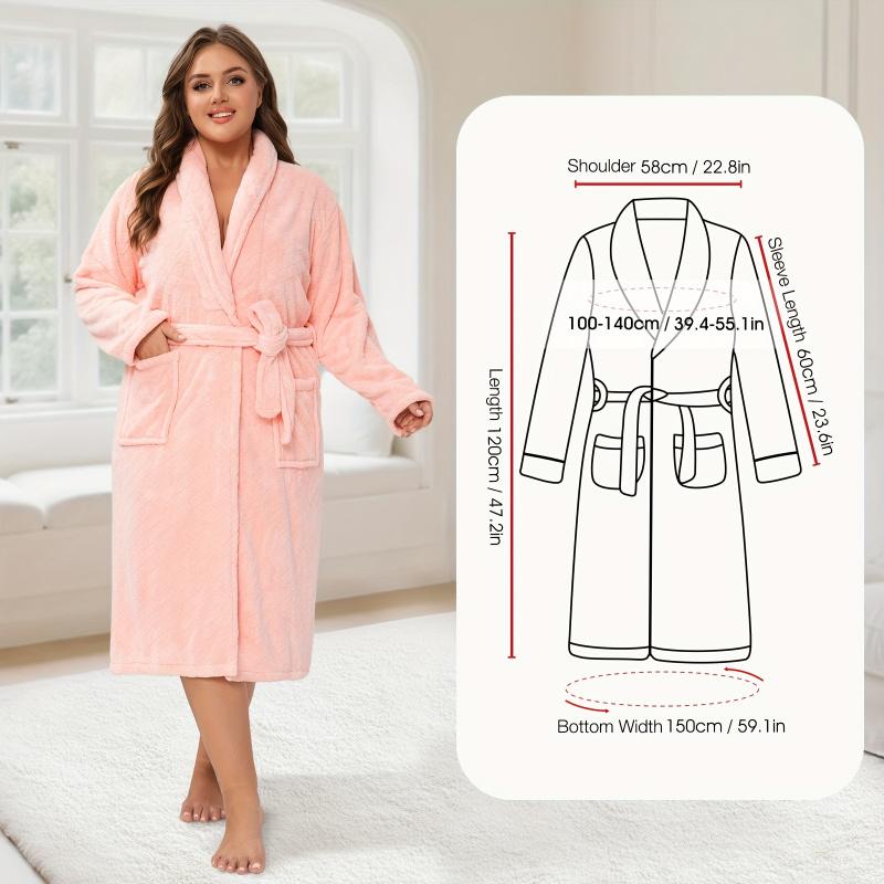 Plus Size Women's Coral Fleece Bathrobe, Quick-Dry Soft Skin-Friendly, Comfortable Breathable Home Sleepwear, Hotel Travel Christmas Gift