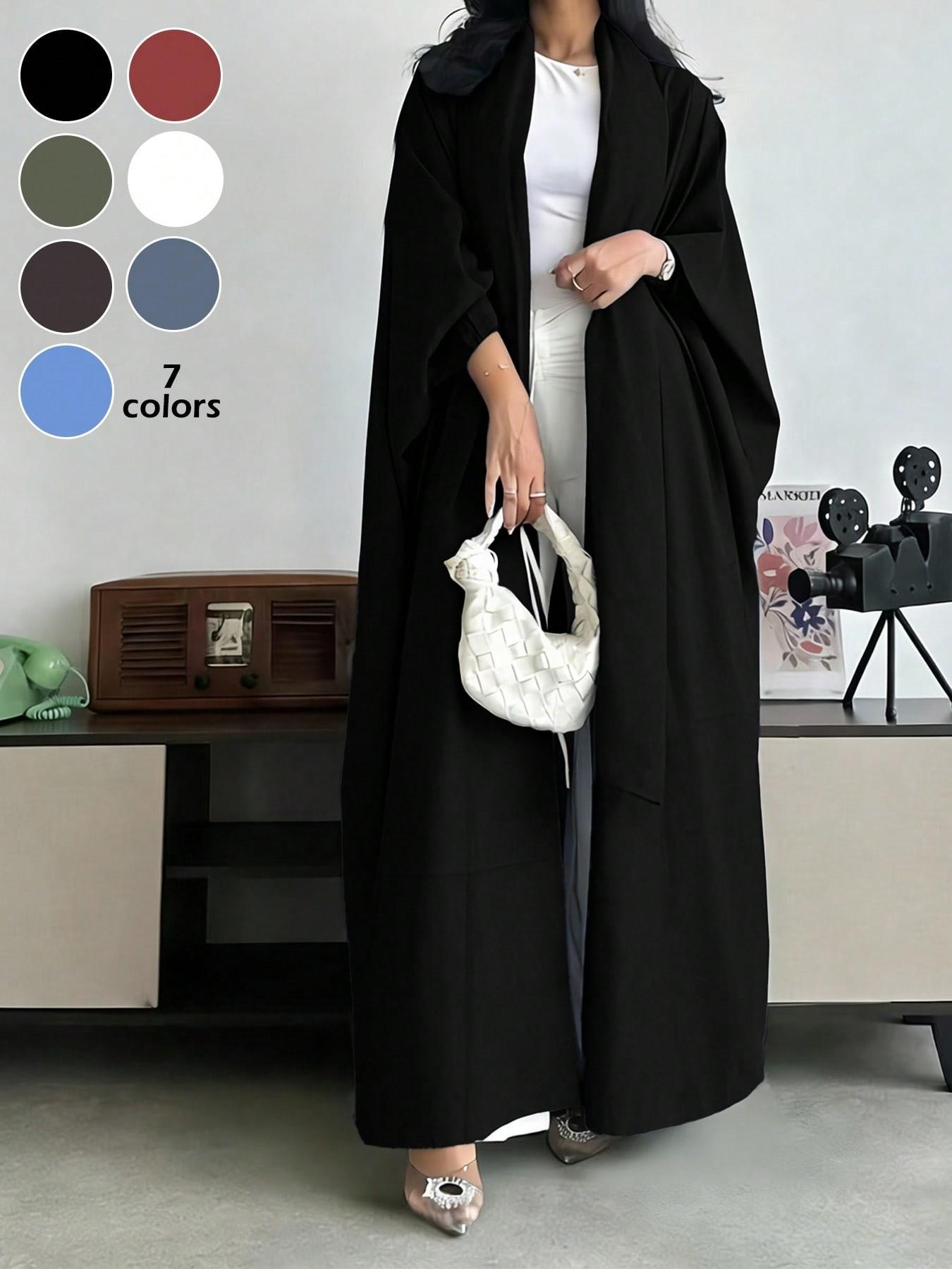 Modest Loose Abaya, 7 Colors Available, Plain Open Front Coat for Daily Commute, No Scarf Included, Women's Casual Fashion Abaya