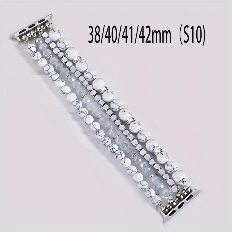 Elegant Synthetic Stone & Crystal Glass Elastic Strap for Apple Watch 38-49mm, Women's Jewelry Band Compatible with All Models, Watch Straps, Smart Watch Accessories