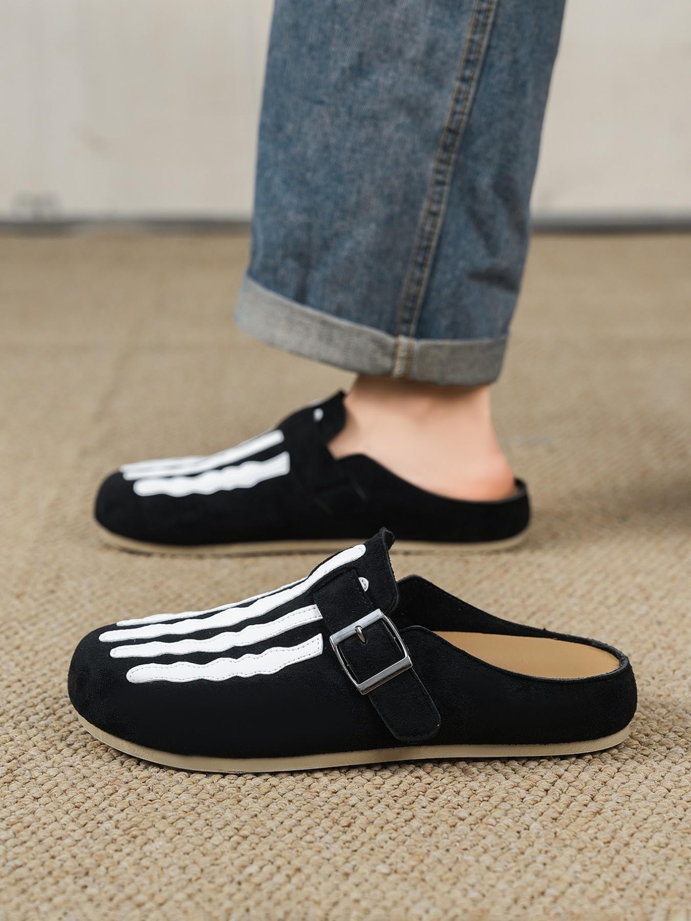 Men's Gothic Skull Sandals, Comfortable Soft Sole, Non-Slip Fashion Sports Shoes, Suitable for Spring Summer Indoor Outdoor Activities