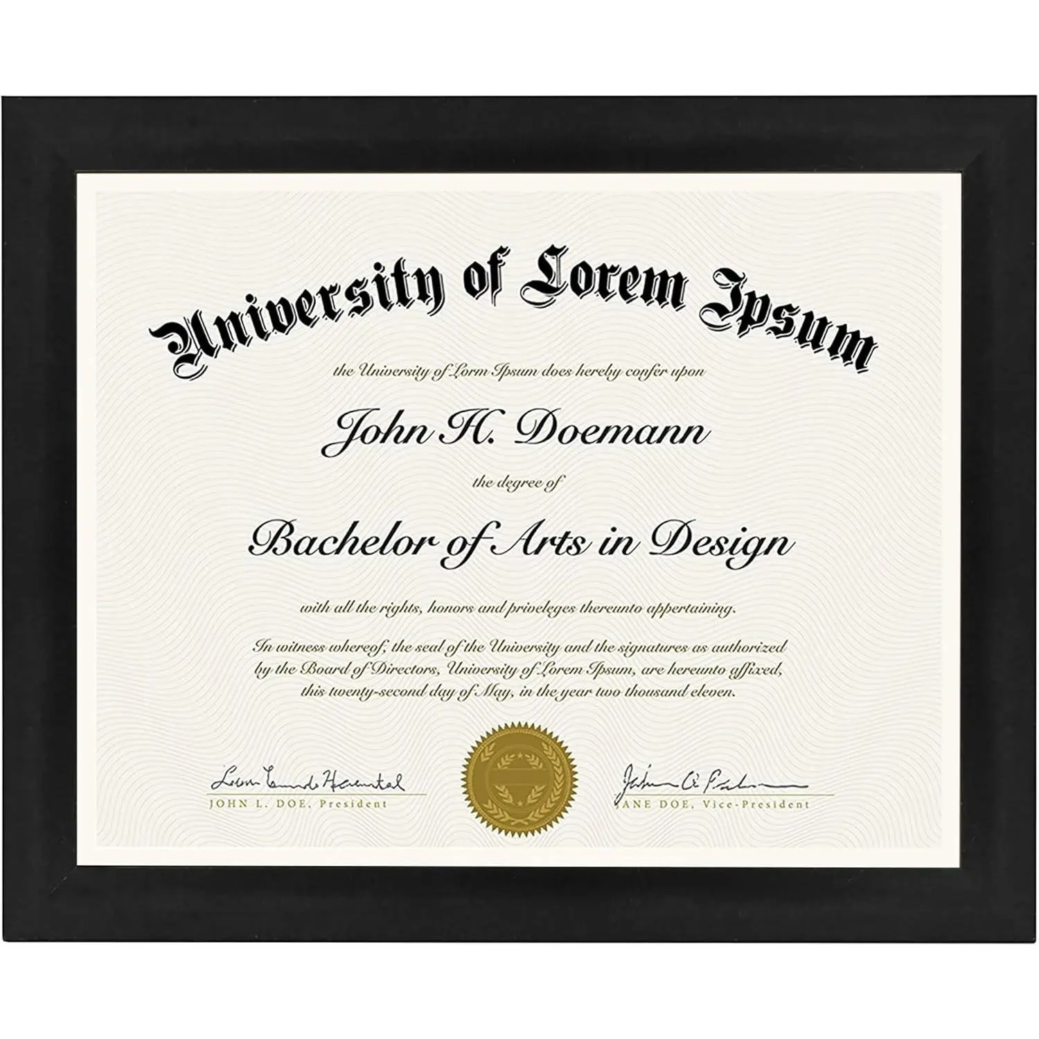 8.5x11 Diploma Frame with Shatter-Resistant Glass - Document Frame in Engineered Wood - Certificate Frame for Tabletop and Wall Display - Black, Includes Easel and Sawtooth HangersGift