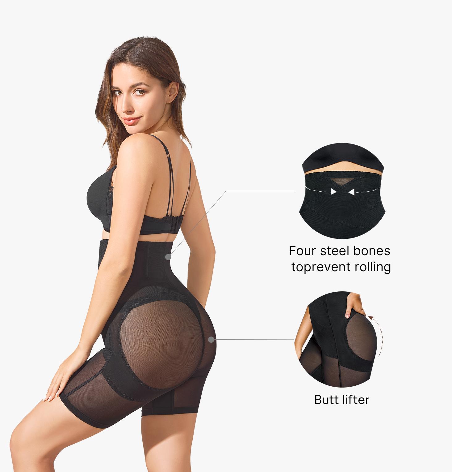 Nebility Mesh High-Rise Core Support Shaper Shorts Butt Lifter Thigh Slimmers Basic Womenswear