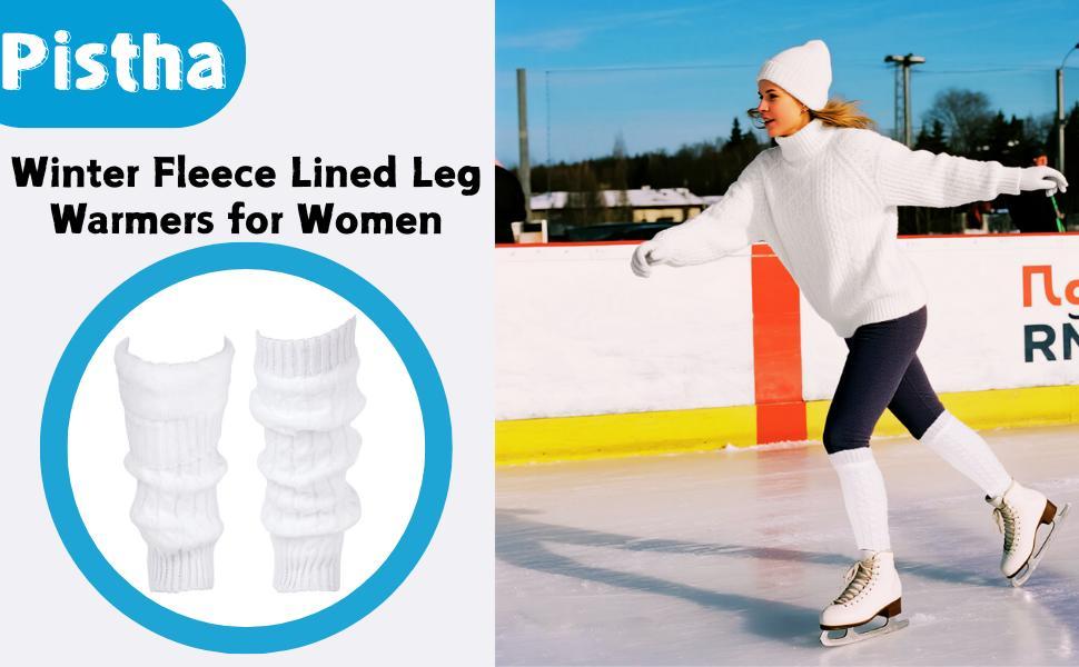 Fleece Lined Leg Warmers for Women Knit Leg Warmer for Skating | Soft Winter Leg Warmers Boot Socks for Cold Weather Outdoor and Daily Wear