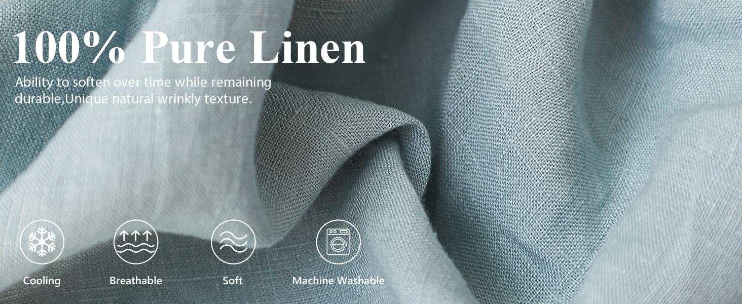 Simple&Opulence 100% Linen Pillowcases Basic Style Solid Color Set of 2, Stone Washed Flax Pillow Cover Envelope Closure