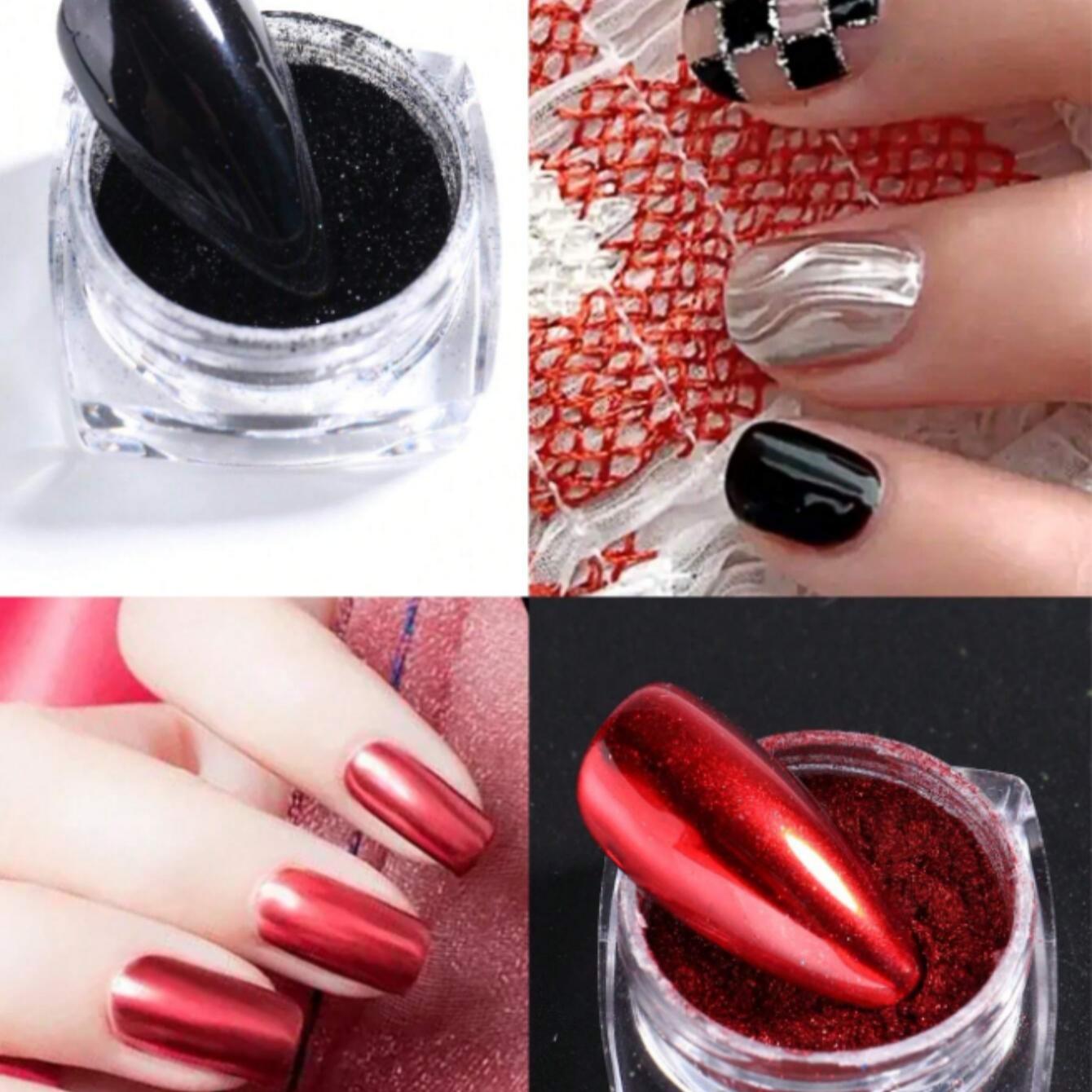 Random Color Magic Mirror Powder, 23pcs/set Metallic Chrome Mirror Nail Glitter Pigment, Luxury Parts Nail Art Decorations, DIY Nail Charms, Nail Supplies, Diy Nail Kit