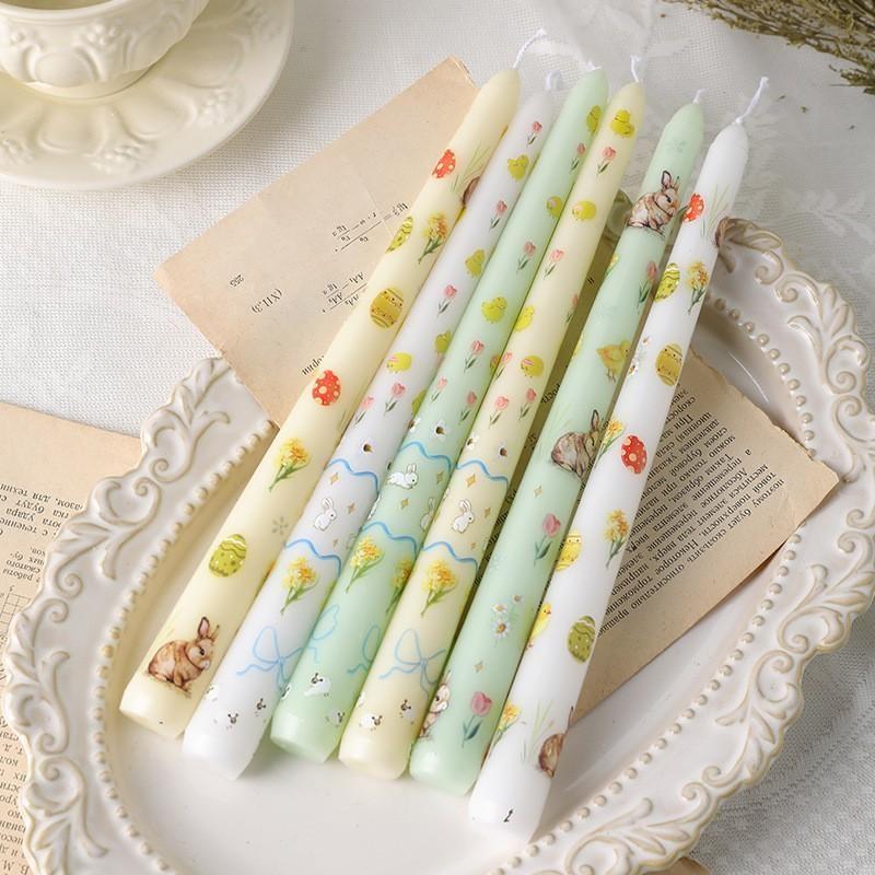 Easter Wax Set, Multi-Color Candles, Rabbit/egg/chick Prints, High-Quality Smokeless Wax, Perfect for Easter Table Decor, Home Décor, Gift Ideas