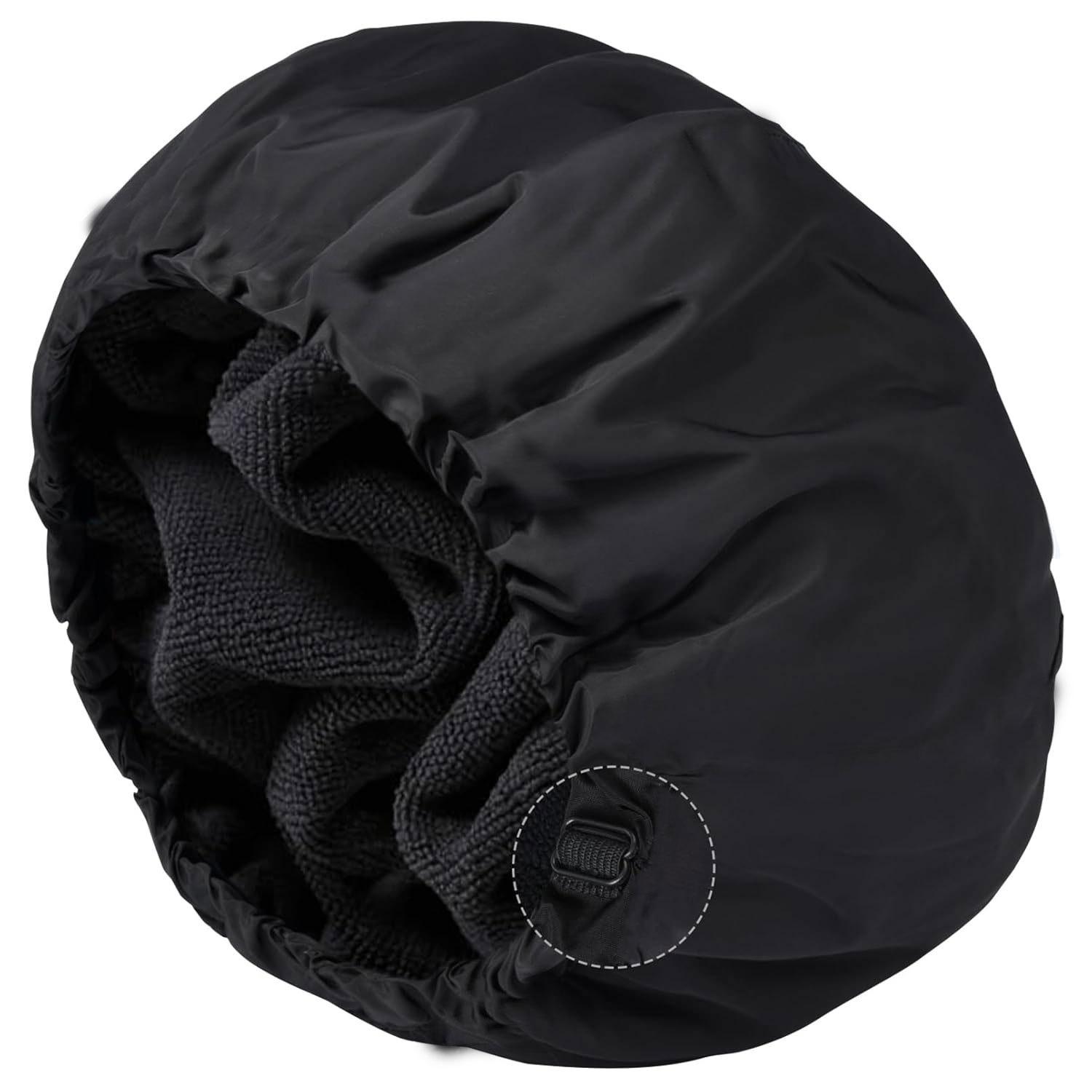 Adjustable Loop Bath Cap Waterproof Polyester Shower Cap Absorbent Microfiber Three-In-One Dry Hair Hat Bathroom Accessory