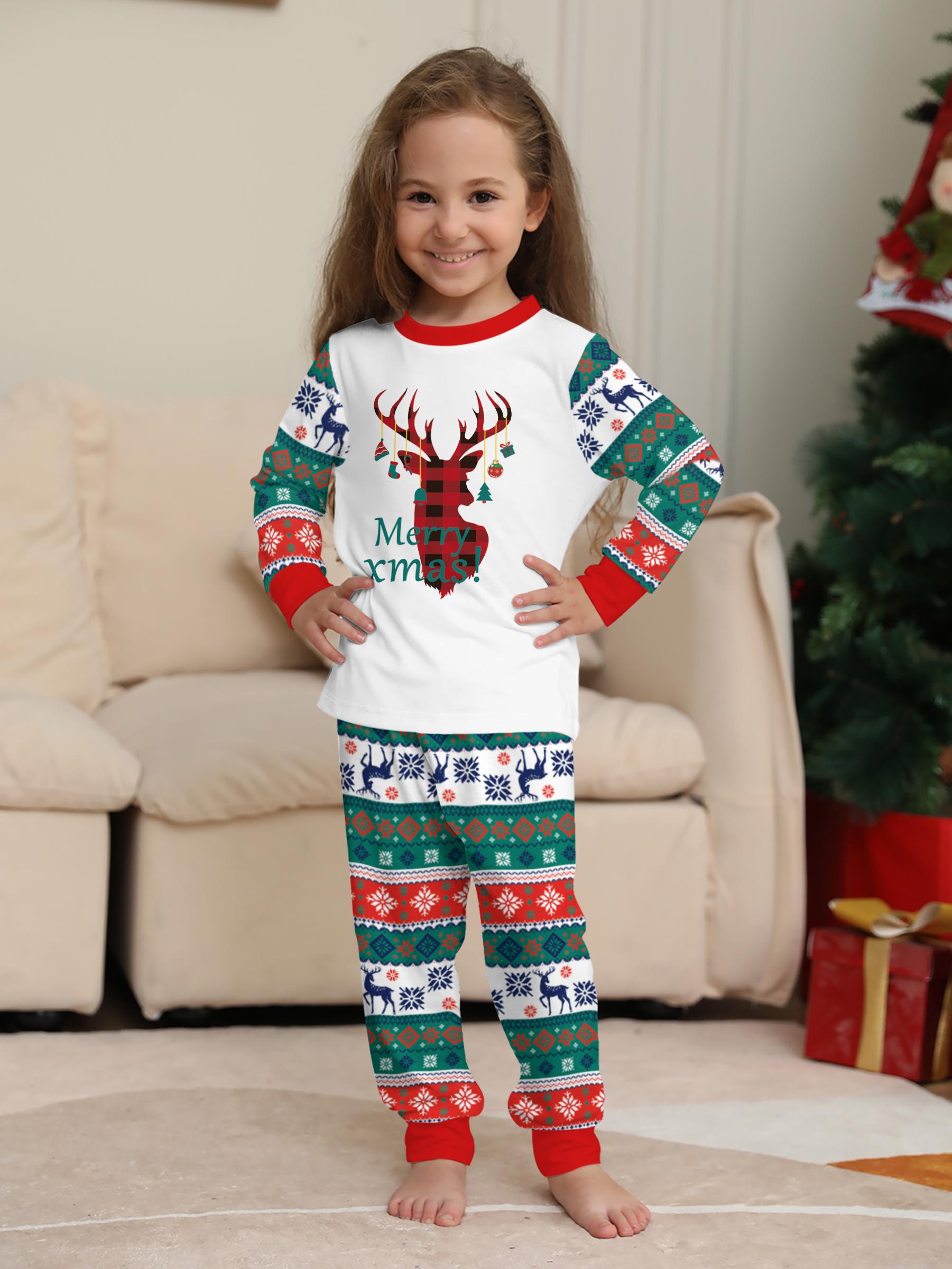 Family Christmas Pajamas Set for Family of 4, 2-Piece Outfit, Christmas Hat Letter Print Soft Knit Loungewear, Breathable Skin-Friendly Sleep Set, Ideal for Christmas Family Photos, Holiday Family Party Outfits, Festive Christmas Gift Family Loungewear