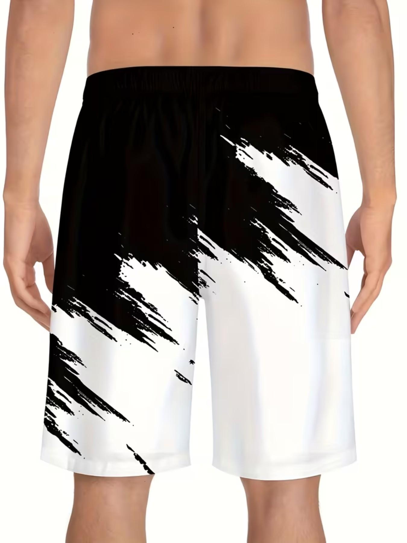 Men's Casual Fashion Geometric Pattern Shorts, Drawstring Waist Drop ...