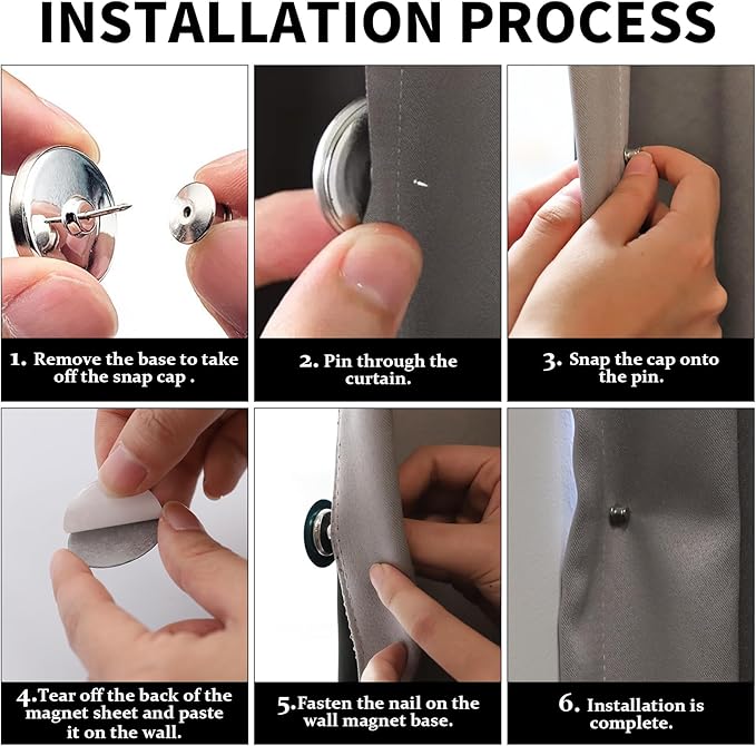 20 Counts Curtain Magnets Closure, Magnetic Curtain Clips, Magnetic Suction Closure Curtain Magnets Stop Light Infiltration Keep Curtain Closed for Home Bedroom Office Draperies