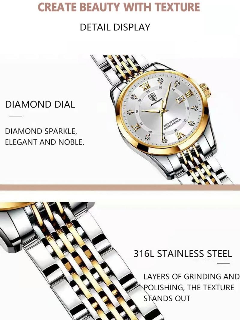 Fashion Couple Quartz Watch Luxury Couple Watch High End Watch Bright Water Date Week Valentine's Day Watch