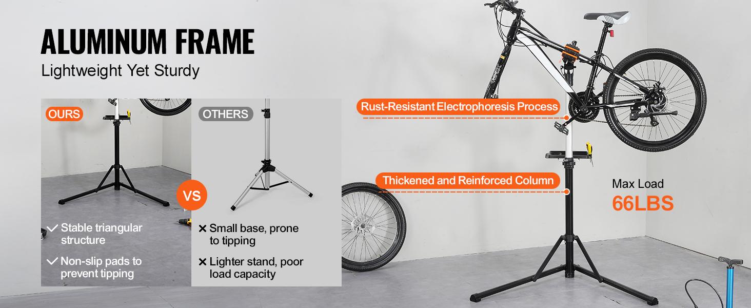 VEVOR Bike Repair Stand, 66 lbs Heavy-duty Aluminum Bicycle Repair Stand, Adjustable Height Bike Maintenance Workstand with Magnetic Tool Tray Telescopic Arm, Foldable Bike Work Stand for Home, Shops VEVOR Bike Repair Stand, 66 lbs Heavy-duty Aluminum Bicycle Repair Stand, Adjustable Height Bike Maintenance Workstand with Magnetic Tool Tray Telescopic Arm, Foldable Bike Work Stand for Home, Shops