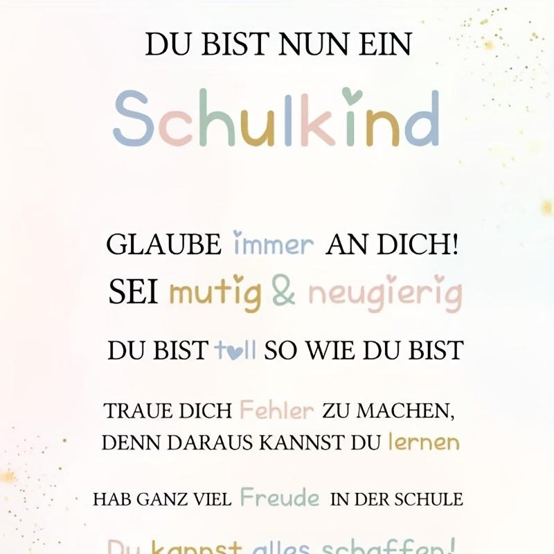 5 German School Start Cards, Encouraging Gift for Kids, Rainbow Design Motivational Quotes, Perfect First Day of School Souvenir