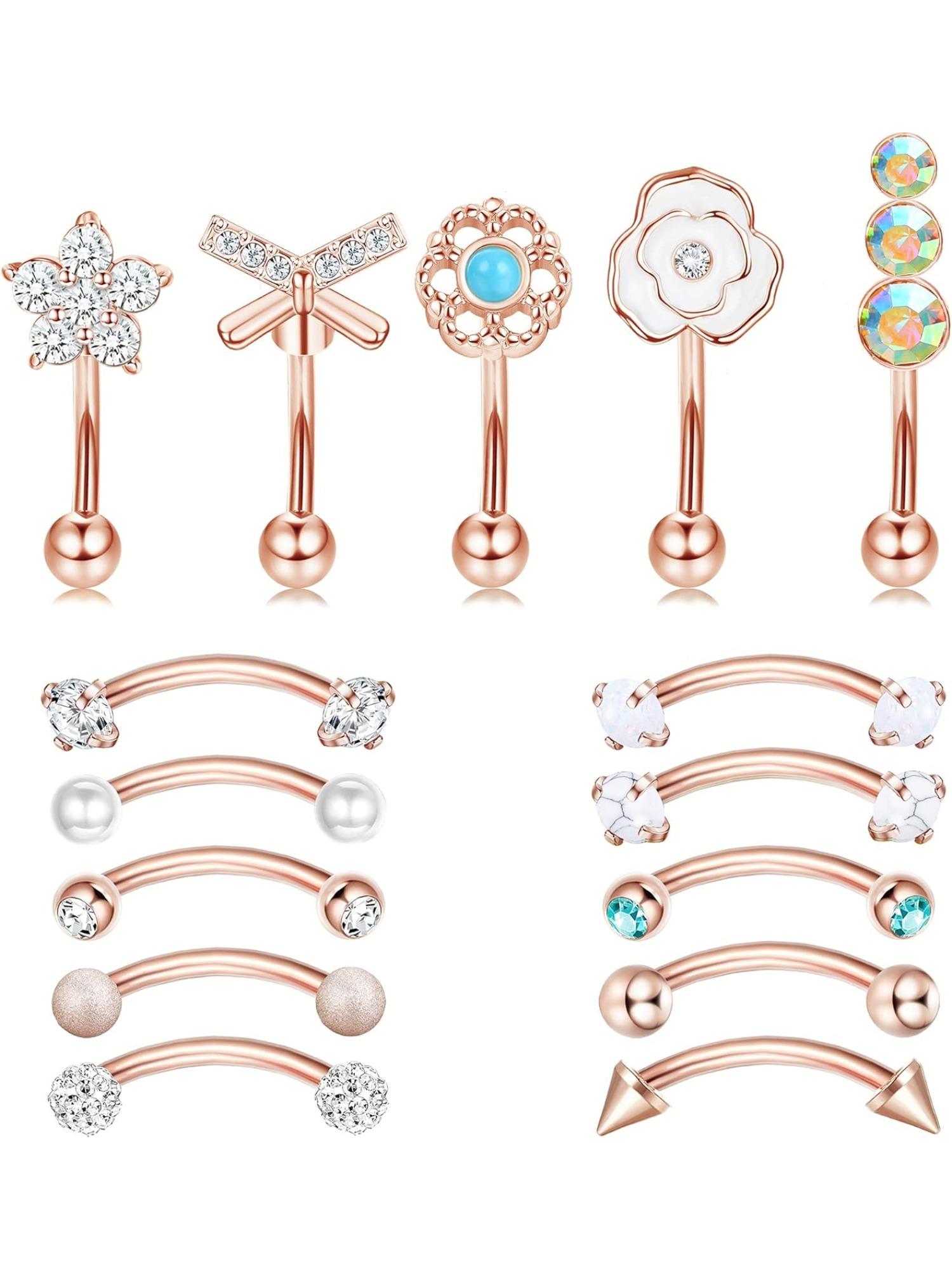 Piercing Jewellery 16G Surgical Steel Curved Barbell Eyebrow Bars Helix Tragus Snug Lip Belly Button Piercing Daith Rook Earrings for Women Men