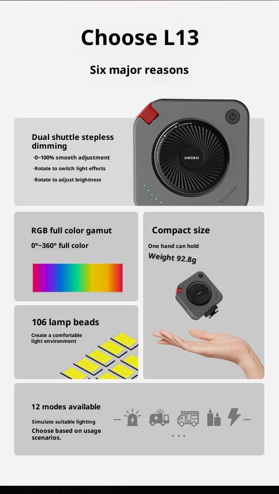 Portable Rechargeable Smartphone Fill Light - Adjustable Temperature Modes, Dual-Color On-Location Lighting for Live Streaming, Photography, Ideal Camera & Phone Tech Accessories Gift