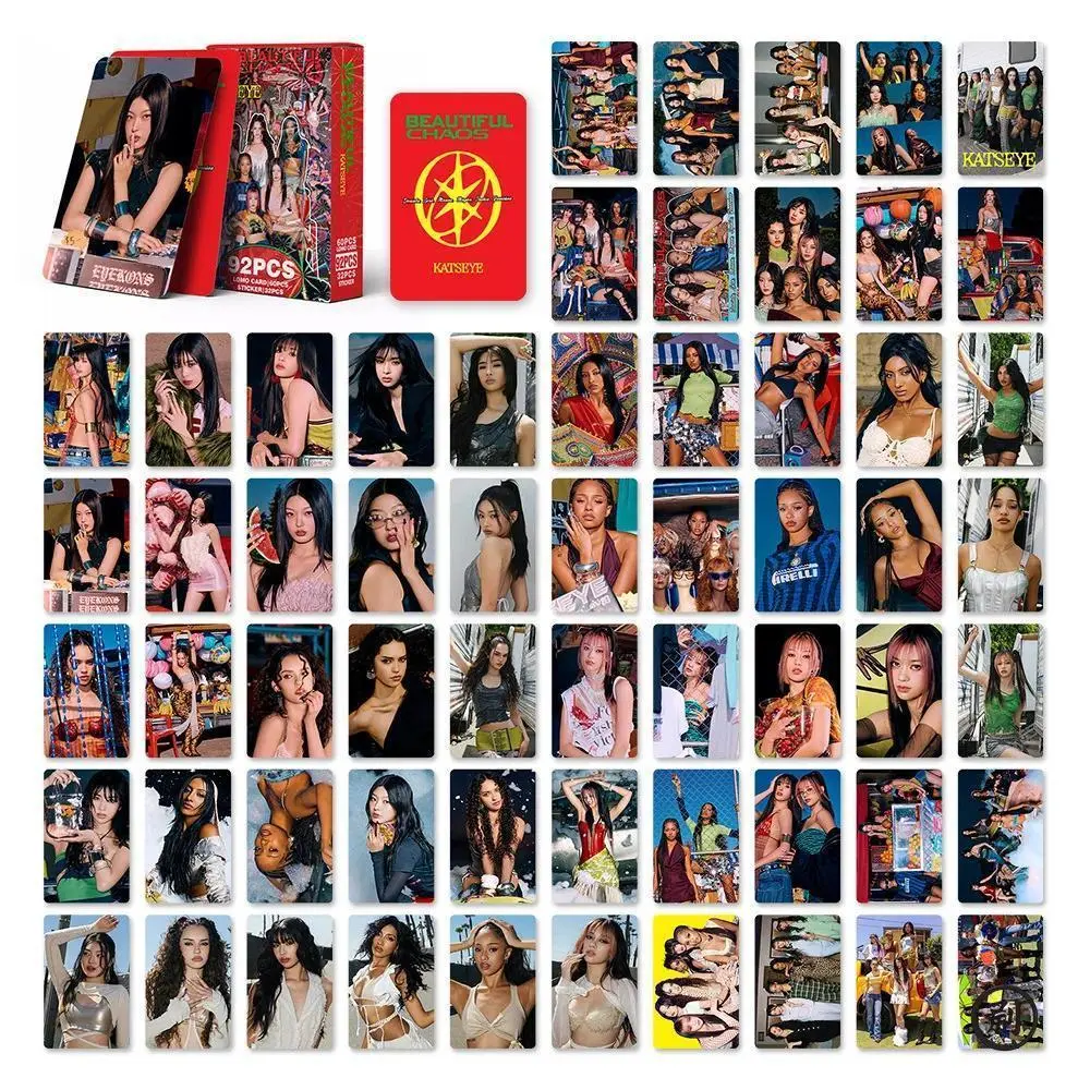 92Pcs/Set Kpop Idol KATSEYE New Album BEAUTIFULCHAOS Lomo Cards, HD Printed Photocards Stickers with LARA DANIELA MANON MEGAN Designs, Katseye Fans Collectible Gift (Toys & Hobbies Classic Novelty Toy)