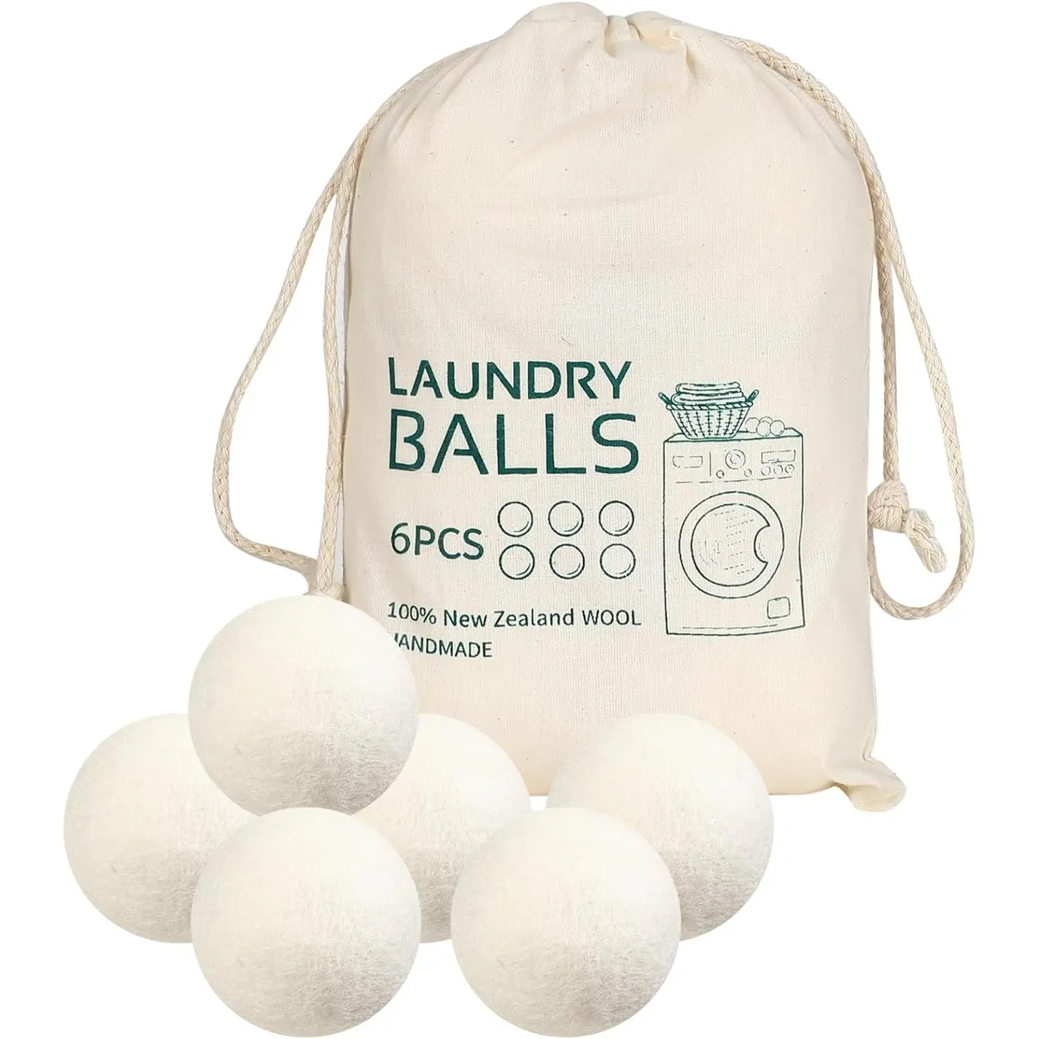 Dryer Balls  Laundry Dryer Balls  Fabric Softener Dryer Sheets  for Reducing Clothing Static and Wrinkles, Set of 6 count