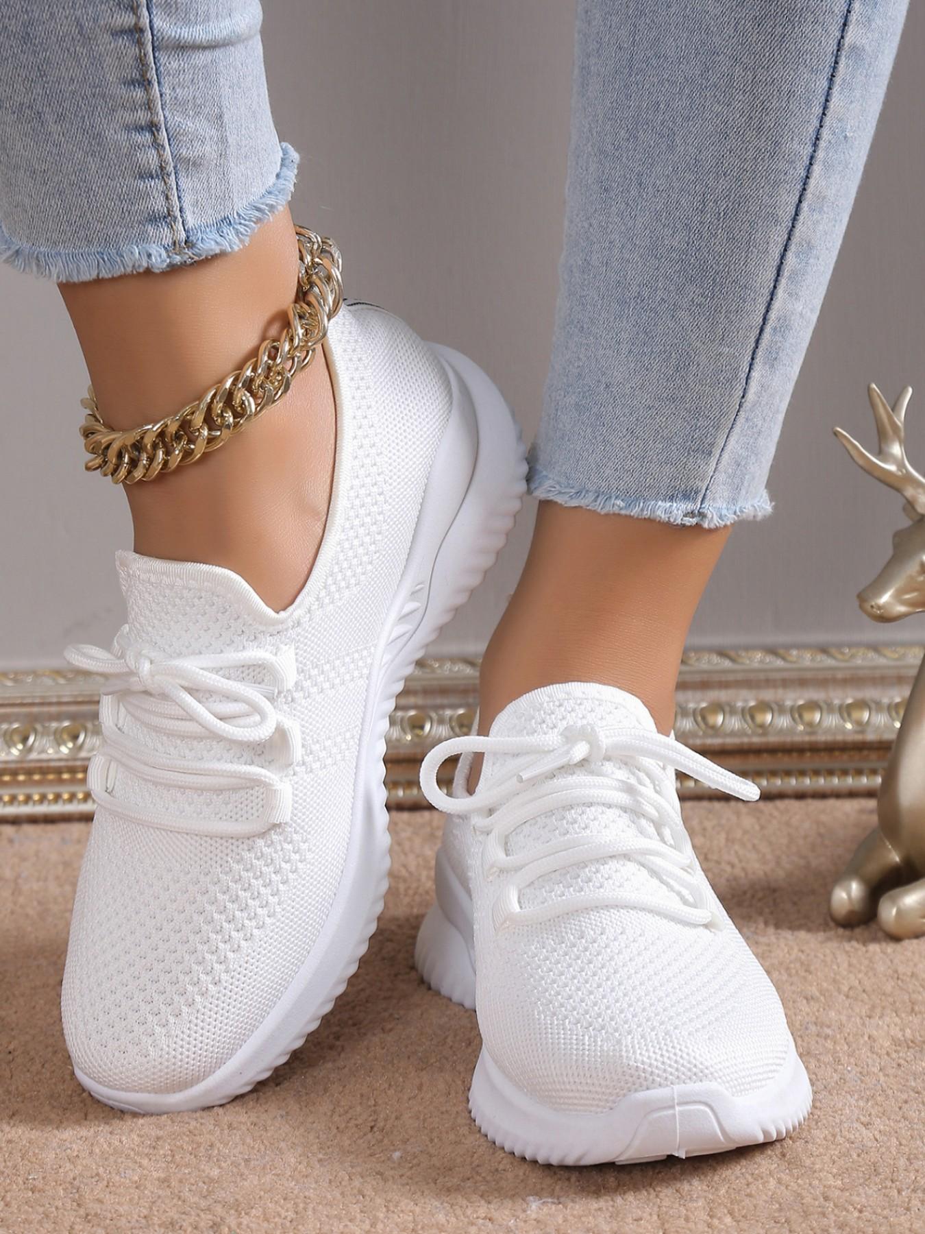 Women's Slip-On Sports Shoes, Breathable Textile Upper, Lightweight Rubber Sole, Casual All-Season Footwear, Durable Laces for Daily Use