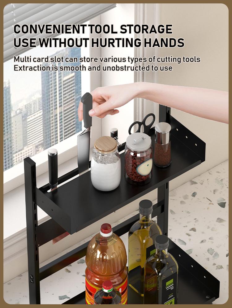 Three-Tier Kitchen Spice Rack, Multi-Functional Storage for Jars & Condiments, Detachable & Washable, Modern Design, Home & Restaurant Use