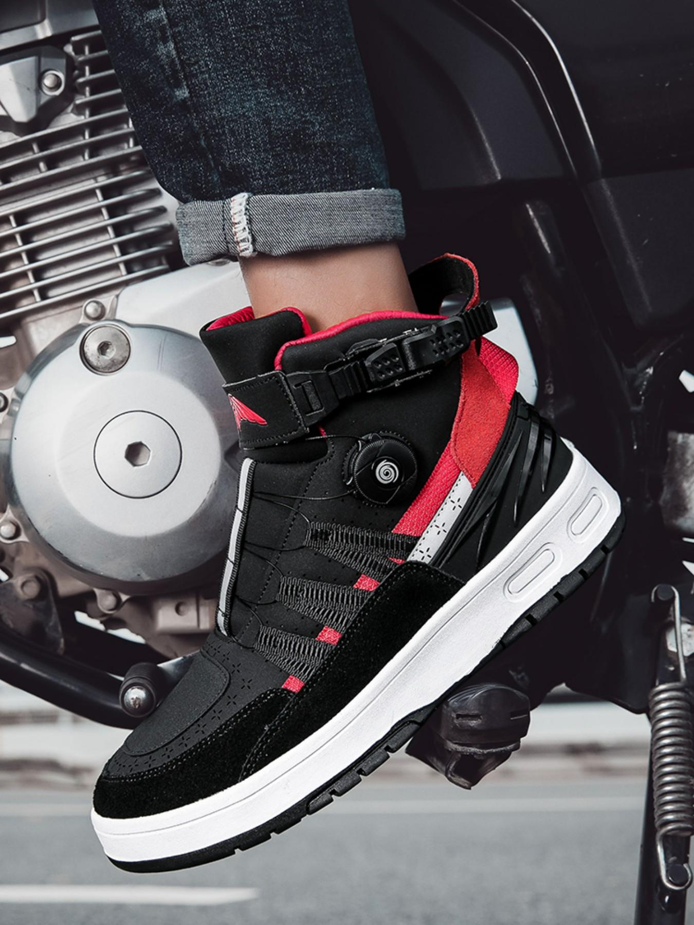 Men's Motorcycle Riding Shoes, Anti-Slip Racing Boots, Waterproof Safety Design, Comfortable and Secure, Ideal for Safe Cycling