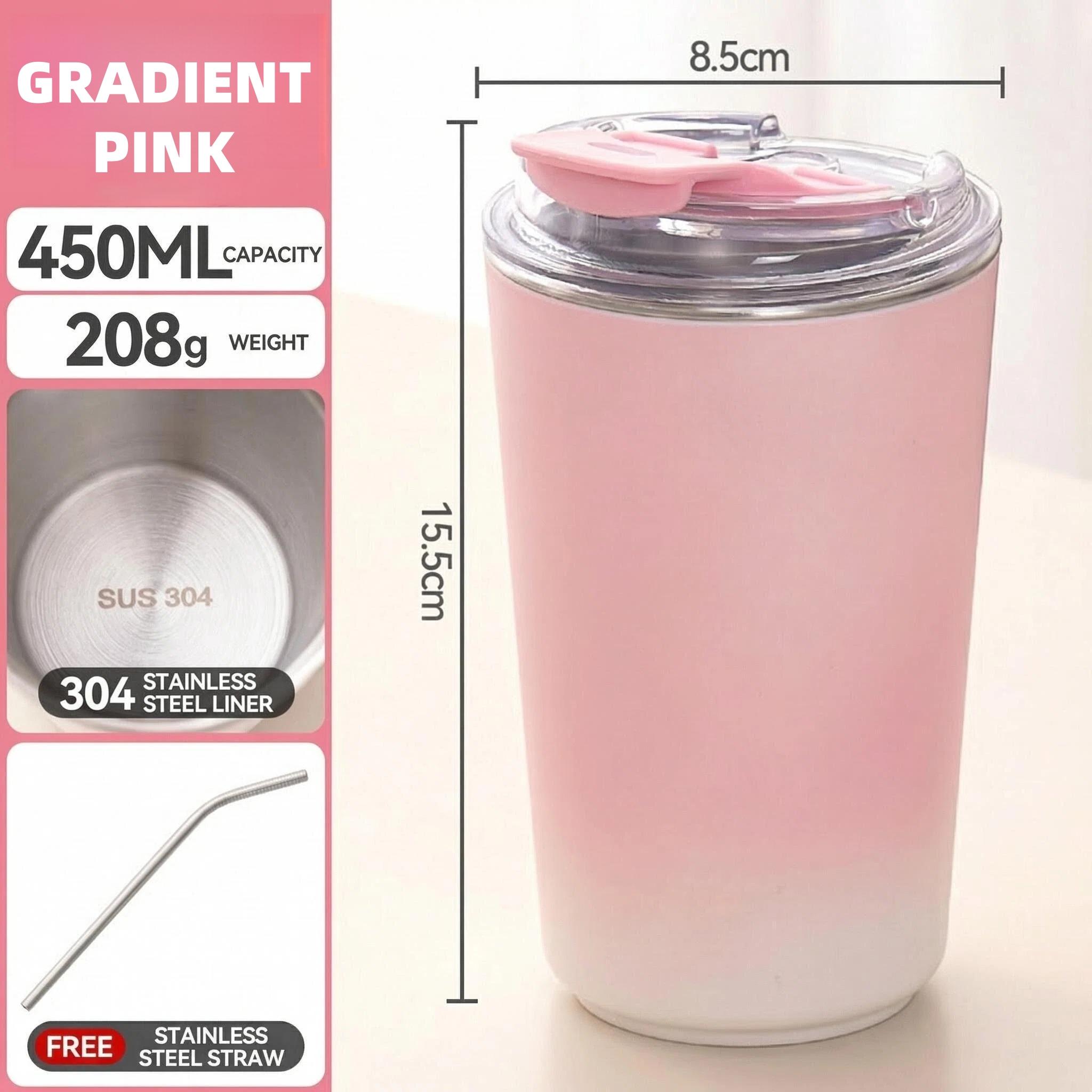 304 Stainless Steel Coffee Cup with Straw, American Cold Hot Water Cup, Office Mug, Car Portable Travel Cup, Mkb20260407