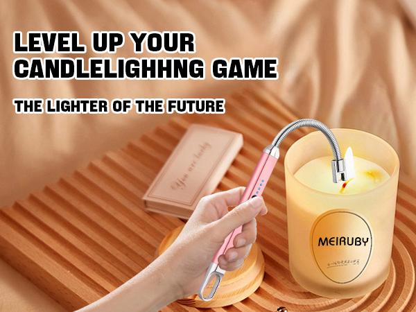 Electric Candle Lighter, Birthday Christmas Stocking Stuffers Gifts for Women Mom Men Wife Sister, USB Arc Rechargeable Windproof Long Lighter for Candle BBQ Housewarming Gift Idals