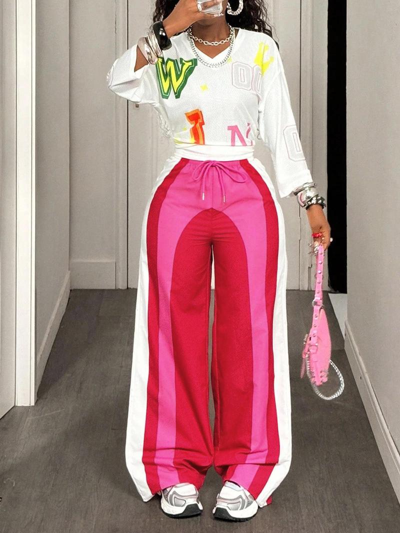 Women's Casual Striped Long Pants, Comfortable and Stylish, Perfect for Daily Wear, Ladies Fashion Bottoms, One Piece, Casual Streetwear Trousers