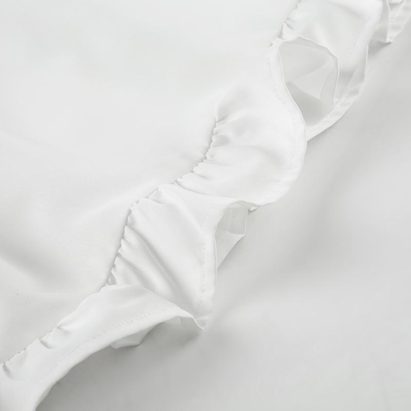 Lace Patchwork Bowknot Girls' T-Shirt, Square Neck Short Sleeve Korean Style Casual Chic Minimalist Cute Ruffle Sweet T-Shirt for Women