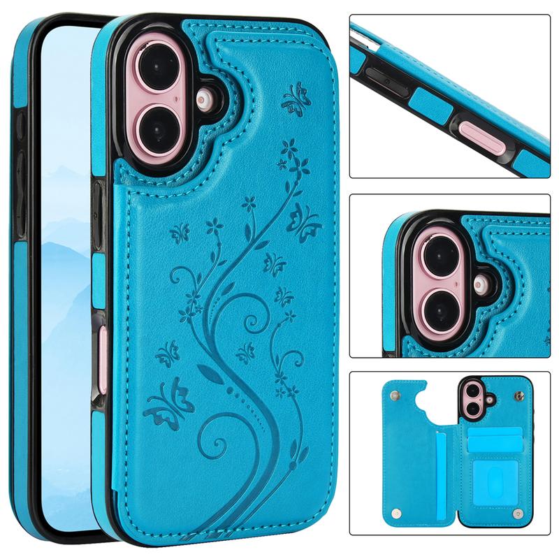 HISTORYOO Card Phone Case For iPhone 17 Pro Max Air 17 16 15 14 13 12 11 Pro Max 16 15 14 Plus/Pro Magnetic Clasp PU-Leather Wallet Card Holder Slot Stand Butterfly Flower Pattern Durable Shockproof Soft TPU Back Cover Rubber Case Autumn Winter Retro Gift HISTORYOO Card Phone Case For iPhone 17 Pro Max Air 17 16 15 14 13 12 11 Pro Max 16 15 14 Plus/Pro Magnetic Clasp PU-Leather Wallet Card Holder Slot Stand Butterfly Flower Pattern Durable Shockproof Soft TPU Back Cover Rubber Case Autumn Winter Retro Gift