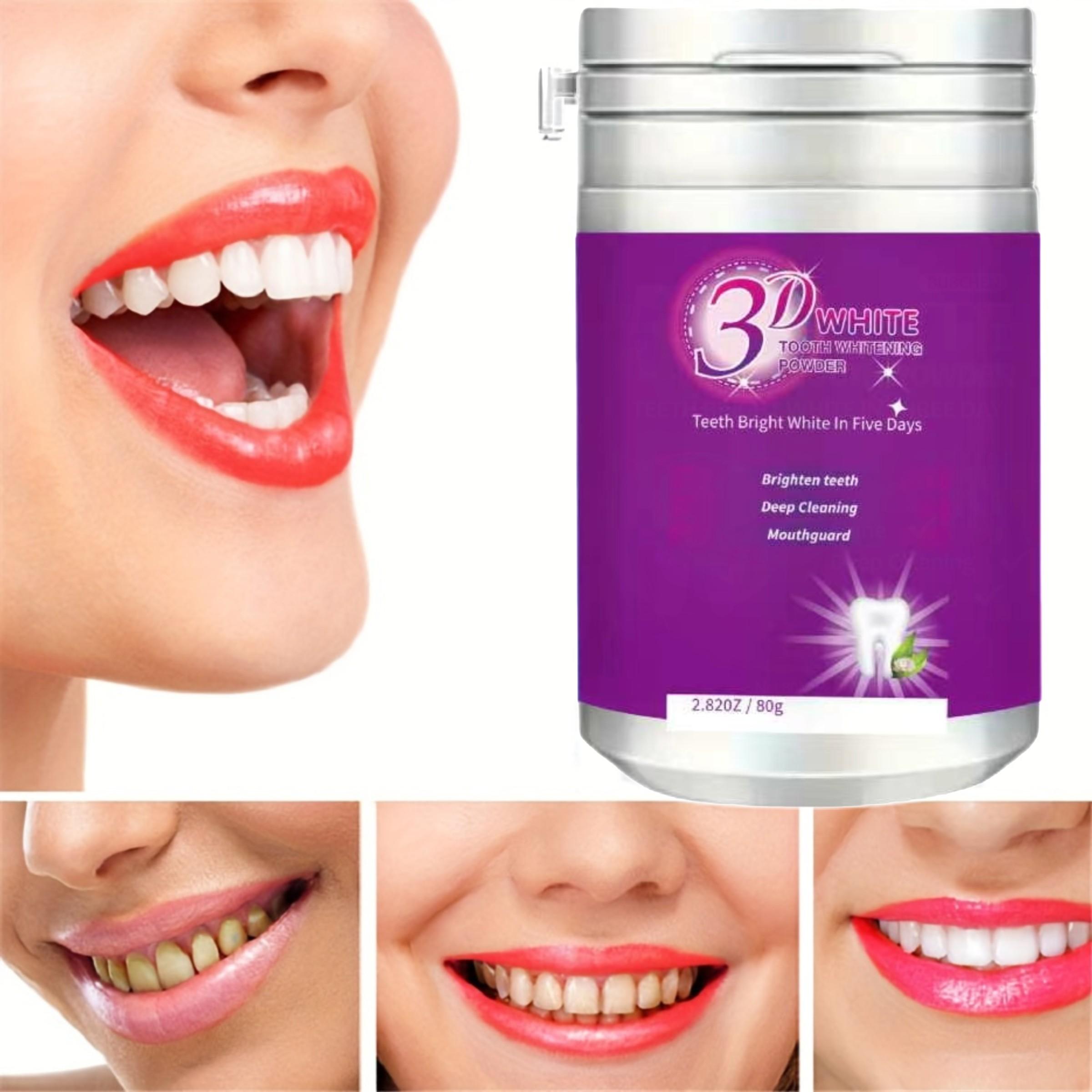 3D Purple Tooth Powder, 3-Day Fast-Acting Stain Remover for Coffee & Tea, Tooth Whitening Powder, Oral, Oral Hygiene, Deep Cleaning, Fresh Breath, with Daily Use for Men & Women, Daily Dental Care, Polished Finish, Brightening Effect