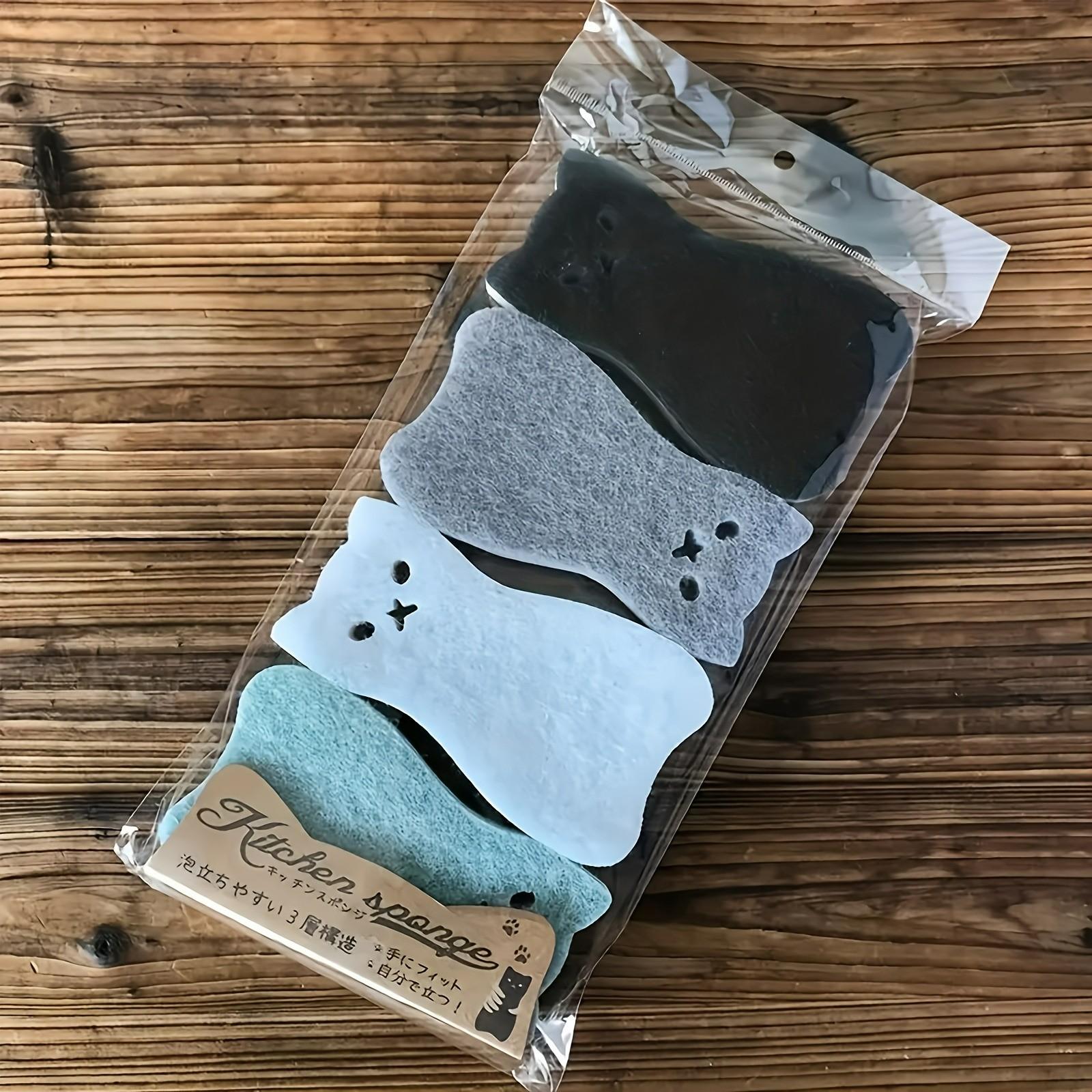 Cute Cat-Shaped Kitchen Sponge Set, Multi-Functional Durable Cleaning Brush, Light Mint Colors, Essential Kitchen Tool
