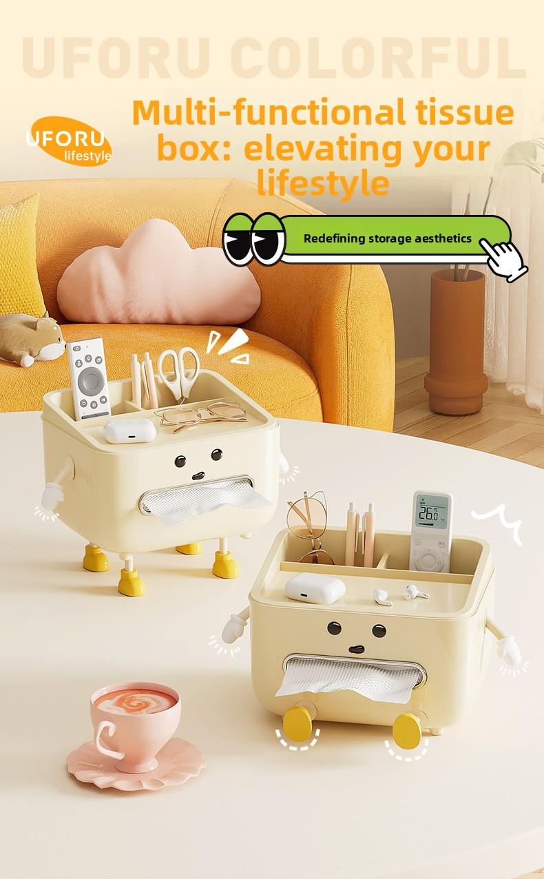 Desktop tissue box, simple and upscale, large capacity, suitable for living room coffee table or dining table, multifunctional, also serves as a remote control storage box