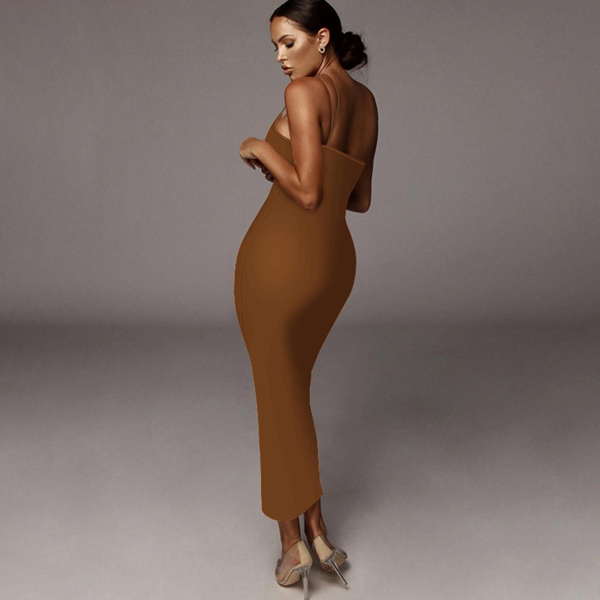 Women's All Over Leopard Print Asymmetrical Cami Dress, Elegant Sleeveless Spaghetti Strap Bodycon Dress for Party Club Night Out, Fashion Chic Sundress, Ladies Summer Clothes, Midi Dress, Womenswear (Light&thin fabic）