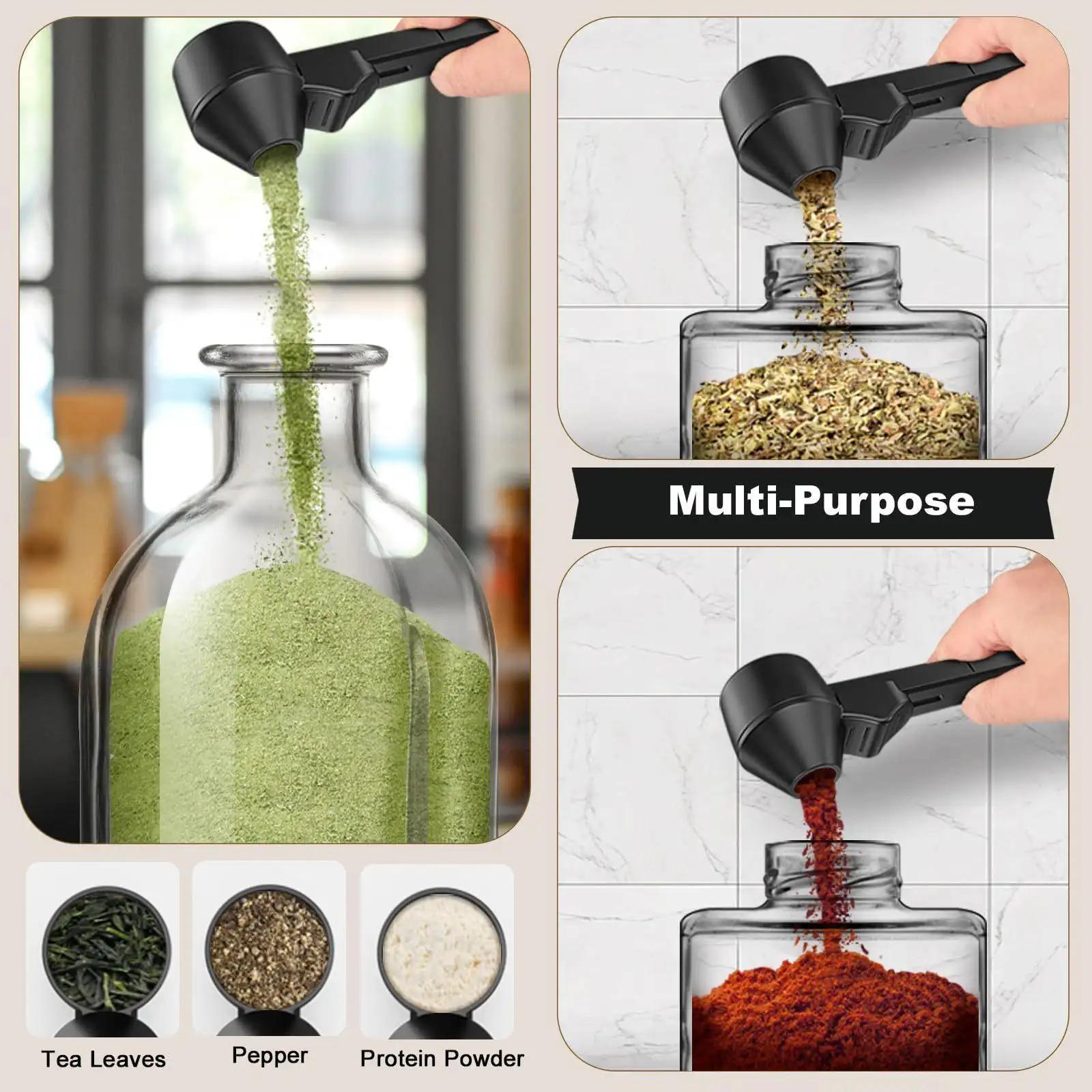 Protein Powder Sliding Spoon,Coffee Scoop with Funnel for Reusable K Cup Refillable Coffee Pods, 2 TBSP Mess-Free Measuring Spoon with Sliding Leveler, Ideal for Ground Coffee, Protein Powder & Tea, Coffee Making Tool, Home Coffee Tool (1-Pack)
